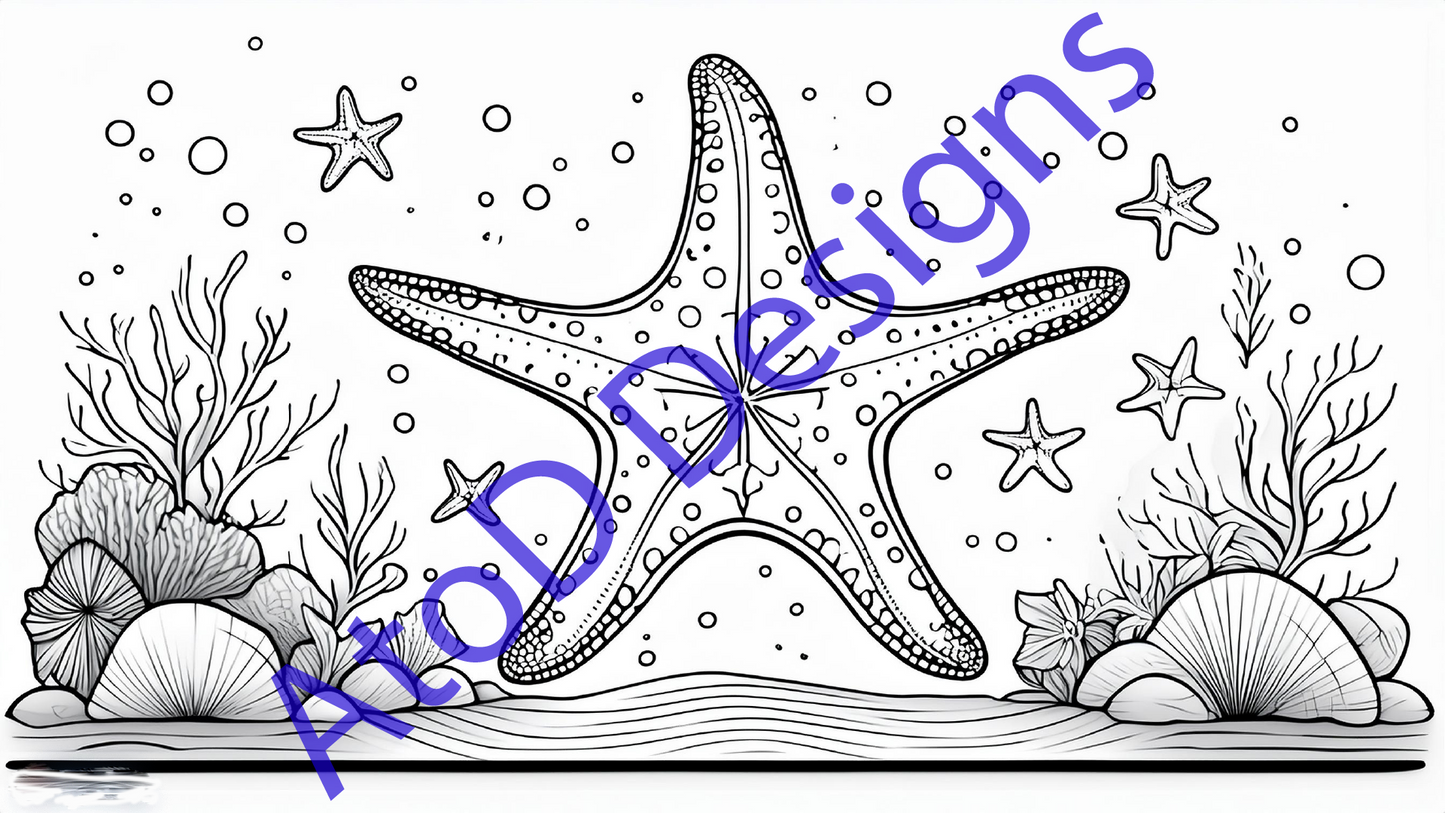 Ocean Odyssey kids 21 page coloring book print at home