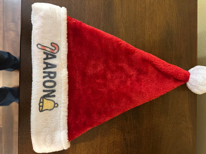 Custom Santa Hats — Personalized Name + Holiday Icons | Quick Ship