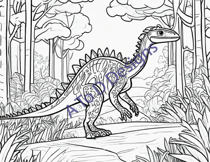 Roaring Adventures: 24-Page Dinosaur Coloring Book for Kids – Fun Digital Print-at-Home Download