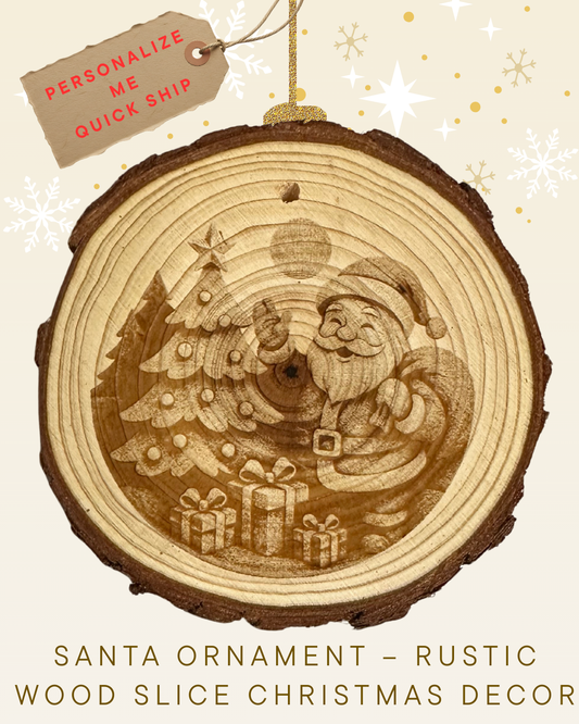 Classic Santa Wooden Ornament – Engraved Round Christmas Keepsake