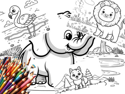 Zoo expedition coloring book 25 pages