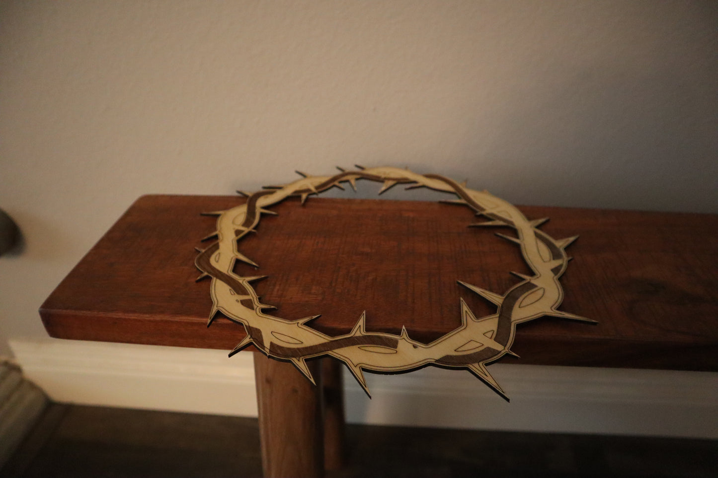Seasonal Laser-Cut Basswood “Crown of Thorns” Wall Hanging