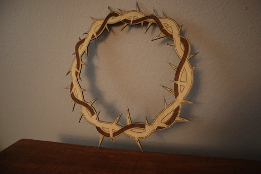 Seasonal Laser-Cut Basswood “Crown of Thorns” Wall Hanging
