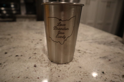 Personalized State Stainless Steel Cup Set - Handcrafted Engraving with Custom Message