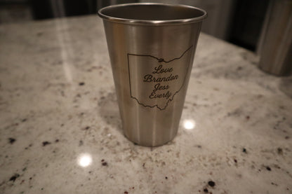Personalized State Stainless Steel Cup Set - Handcrafted Engraving with Custom Message