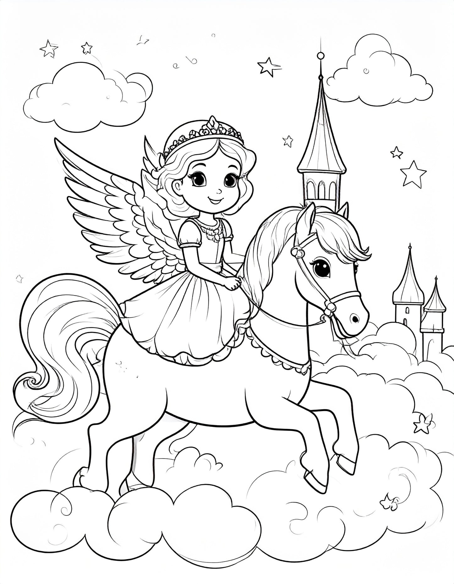 Enchanted Princess Adventure – 22-Page Fairy Tale Coloring Book (Digital Download)