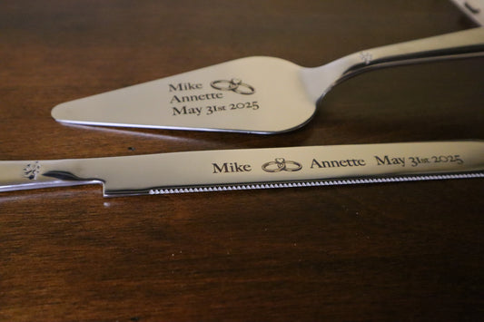 Personalized Wedding Cake Knife & Server Set – Custom Names & Date