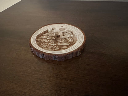 Classic Santa Wooden Ornament – Engraved Round Christmas Keepsake
