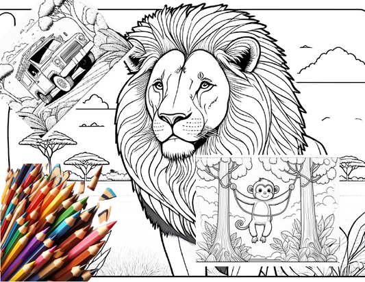 Wild Adventures: A 21 page Jungle Safari Coloring Expedition