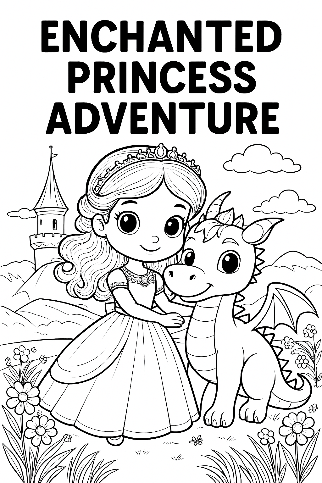 Enchanted Princess Adventure – 22-Page Fairy Tale Coloring Book (Digital Download)
