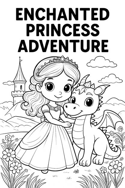 Enchanted Princess Adventure – 22-Page Fairy Tale Coloring Book (Digital Download)