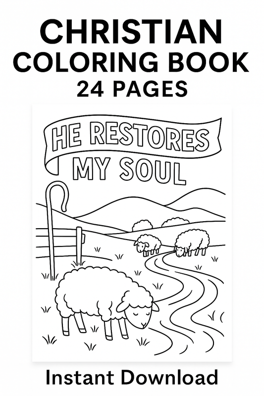 Faith-Filled Affirmations Printable Coloring Book – 24 Scripture-Inspired Pages (Instant Digital Download)