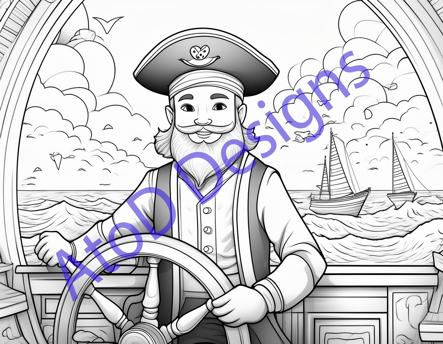 Pirate Adventure 25 Page Coloring Book: Treasure Maps, Pirate Ships, High Seas Fun!