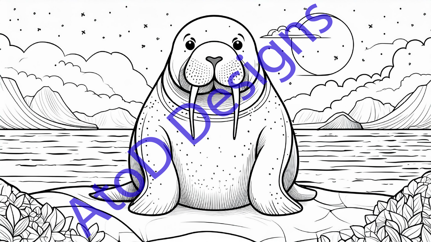 Ocean Odyssey kids 21 page coloring book print at home