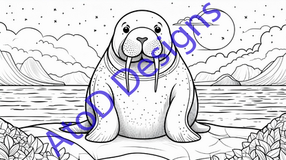 Ocean Odyssey kids 21 page coloring book print at home