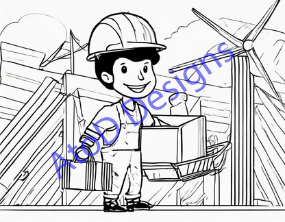 Construction Zone 21 page Coloring Book for Kids: Bulldozers, Cranes, and Dump Trucks Building Skyscrapers