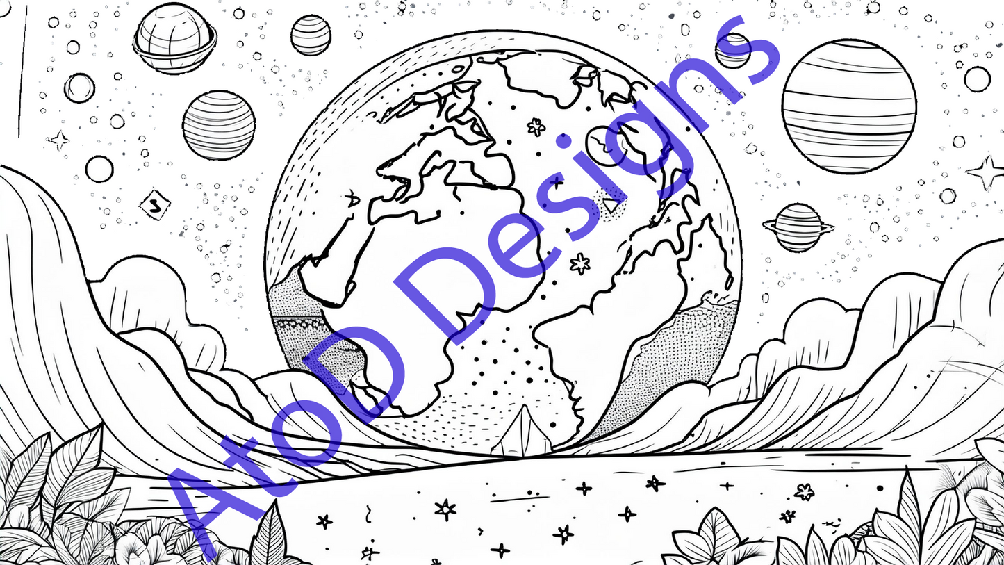 Galactic Adventures: An Outer Space Coloring Odyssey 24 pages