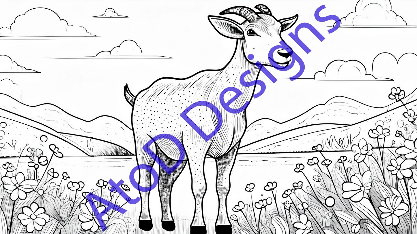 Barnyard adventures 24 page kids digital coloring book