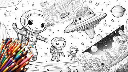 Galactic Adventures: An Outer Space Coloring Odyssey 24 pages