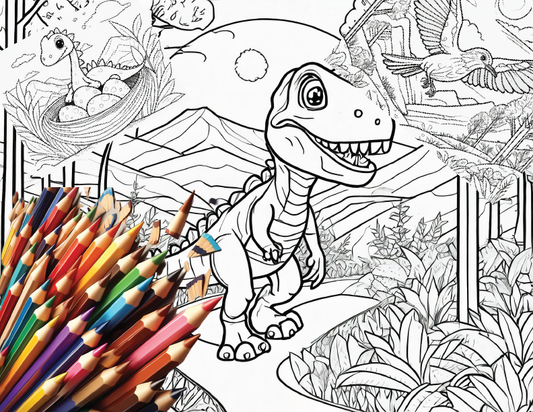 Roaring Adventures: 24-Page Dinosaur Coloring Book for Kids – Fun Digital Print-at-Home Download