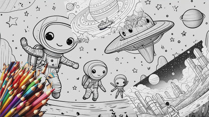 Galactic Adventures: An Outer Space Coloring Odyssey 24 pages