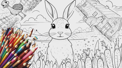 Barnyard adventures 24 page kids digital coloring book