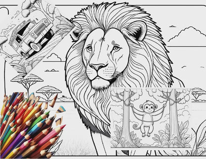 Wild Adventures: A 21 page Jungle Safari Coloring Expedition