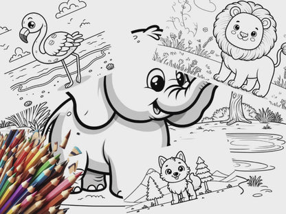 Zoo expedition coloring book 25 pages