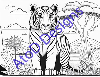 Wild Adventures: A 21 page Jungle Safari Coloring Expedition